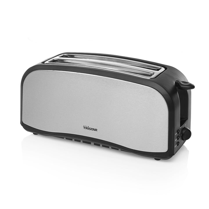 Tristar Edelstahl Toaster mit Brötchenaufsatz - 6 Bräunungsstufen/2 x Langschlitz Toastkammern/herau