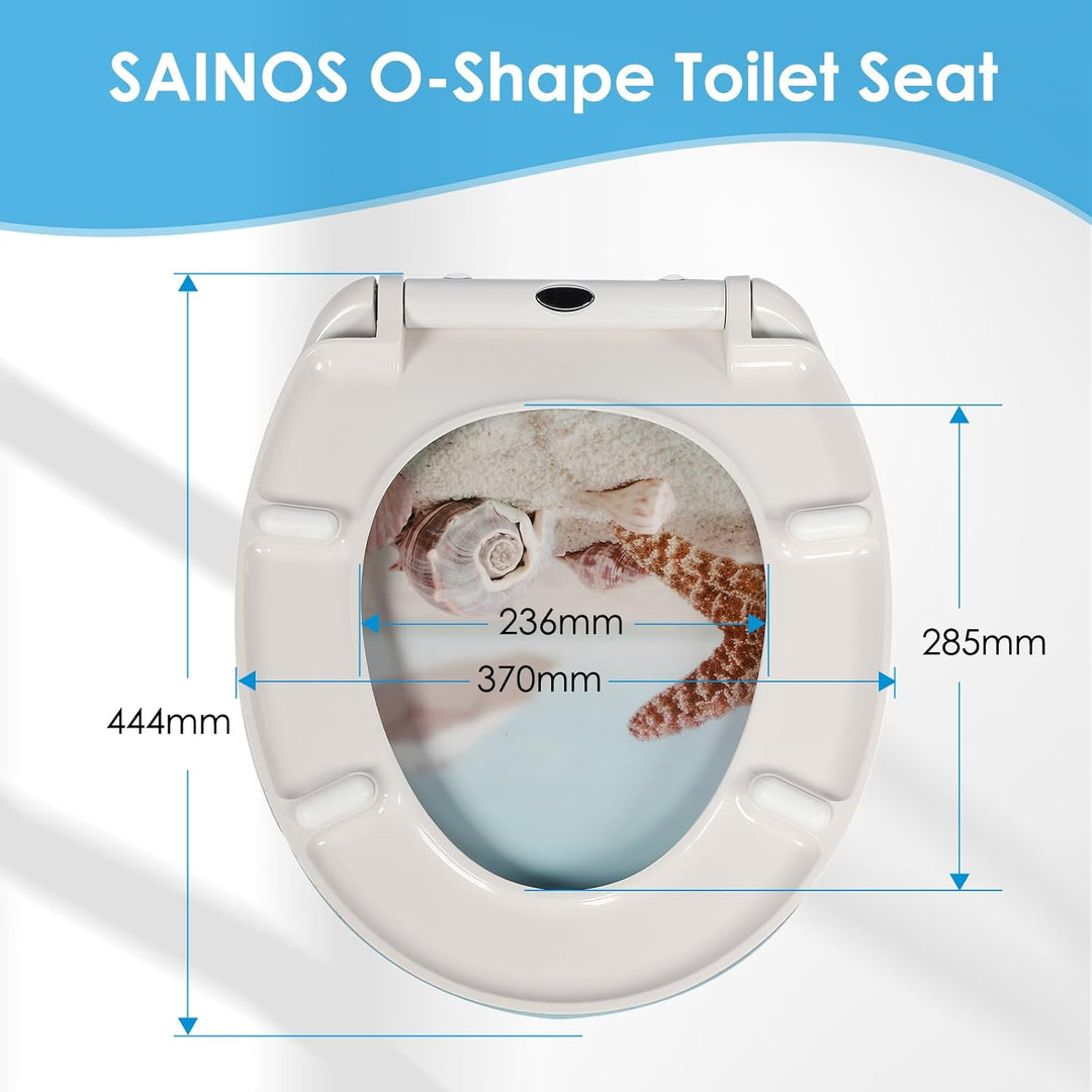 Duroplast-Toilettensitz, O-förmiger Toilettendeckel mit Soft-Close-Mechanismus, Edelstahlscharnier,
