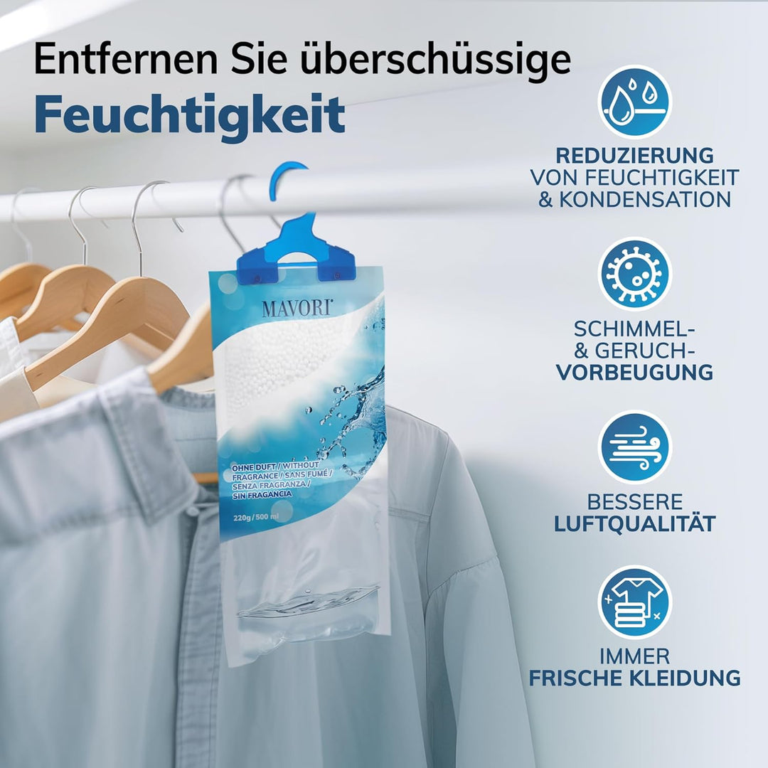 MAVORI 10er Set XL Luftentfeuchter zum Aufhängen I Luftentfeuchter Beutel I Entfeuchter Schrank und