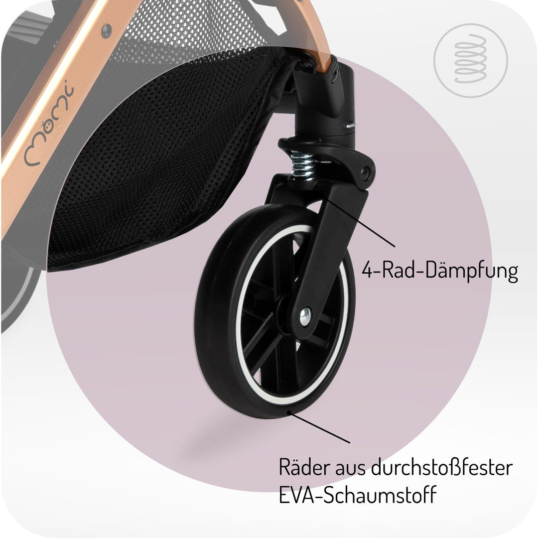 MoMi ESTELLE Kinderwagen ab 6. Monat (bis 15 kg), klappbarer Buggy mit 5-Punkt-Sicherheitsgurt, Eink