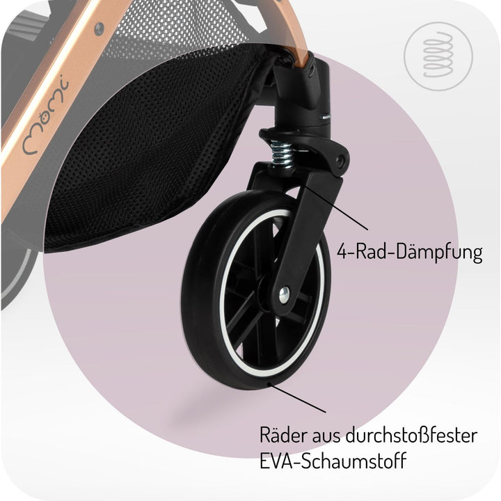 MoMi ESTELLE Kinderwagen ab 6. Monat (bis 15 kg), klappbarer Buggy mit 5-Punkt-Sicherheitsgurt, Eink