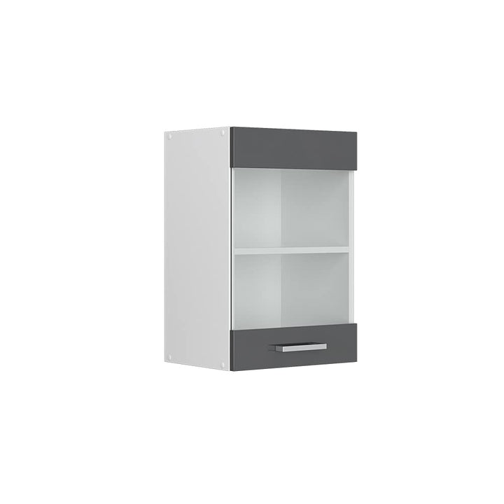 Vicco Küchenschrank Glas R-Line, Anthrazit Hochglanz/Weiss, 40 cm Anthrazit Hochglanz Hängeglasschra
