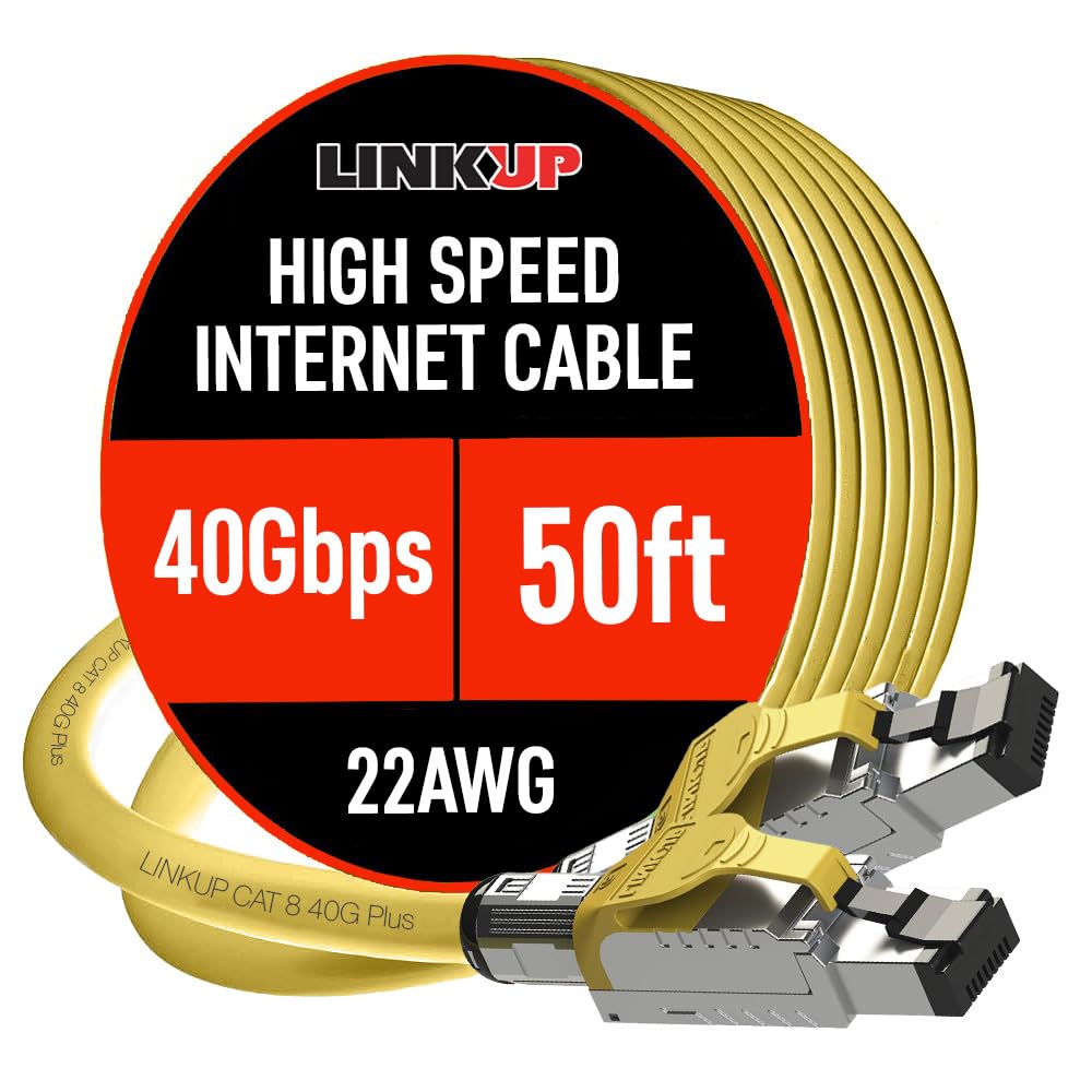 LINKUP - [GHMT & DSX8000 Zertifiziert] Cat8-Ethernet-Patchkabel S/FTP 22AWG Doppelt Geschirmtes Mass