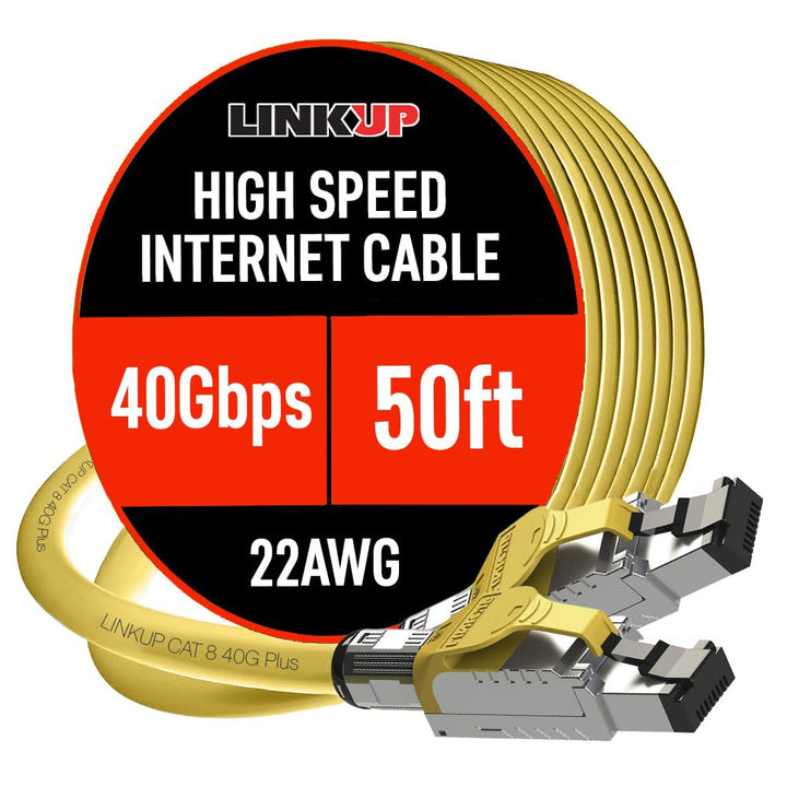 LINKUP - [GHMT & DSX8000 Zertifiziert] Cat8-Ethernet-Patchkabel S/FTP 22AWG Doppelt Geschirmtes Mass