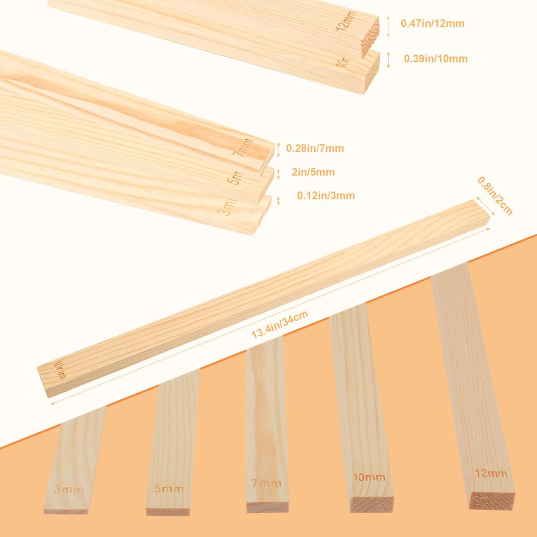 10 Stück Töpfer-Rollführungsstäbe, 5 Grössen Holz-Nudelholzführungen Polymer-Ton-Tiefenführung Holz-