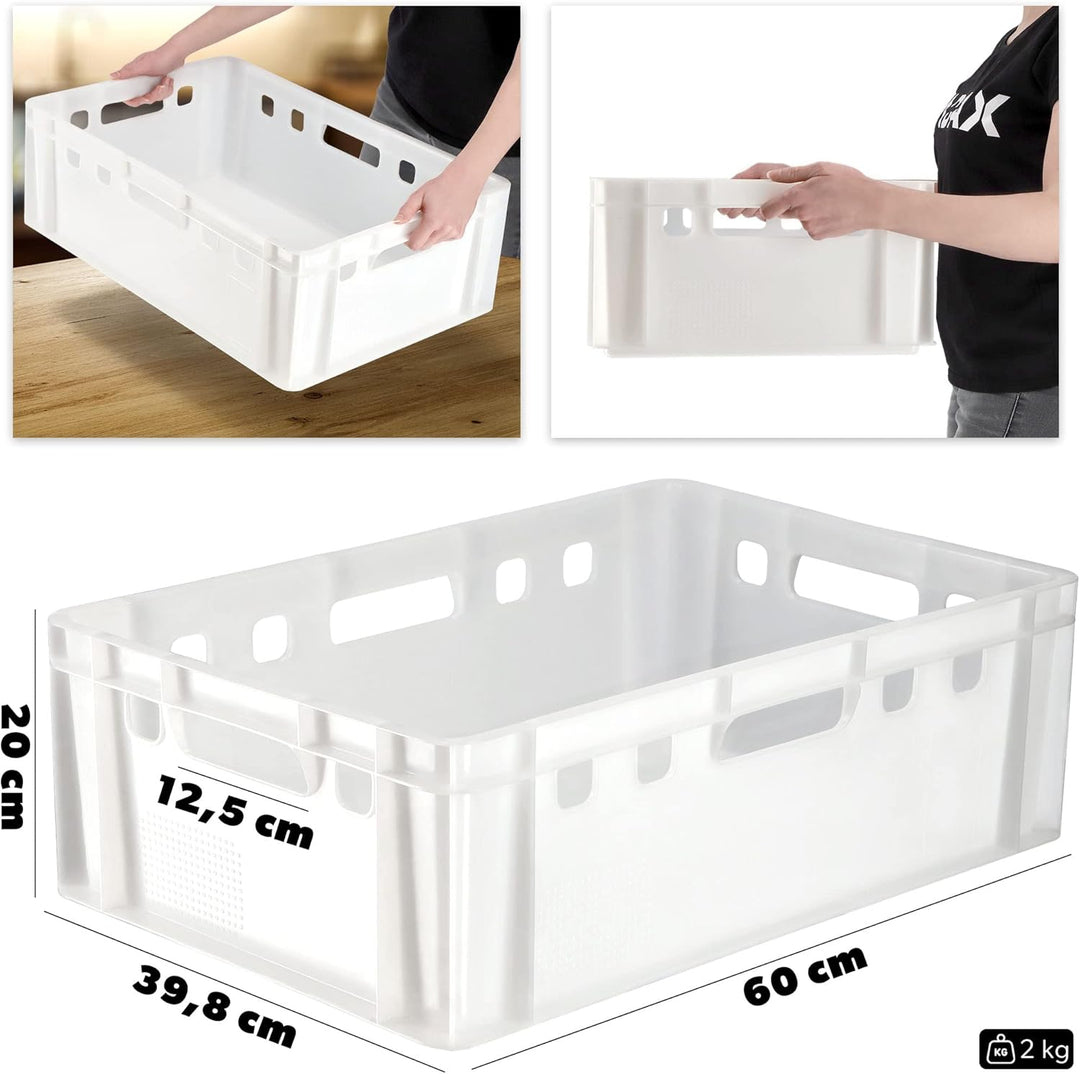 KADAX Fleischbox aus Kunststoff HDPE, Metzgerkiste 60 x 40 cm, E2 Fleischkiste mit bequemen Griffen,