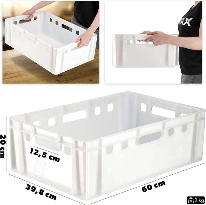 KADAX Fleischbox aus Kunststoff HDPE, Metzgerkiste 60 x 40 cm, E2 Fleischkiste mit bequemen Griffen,