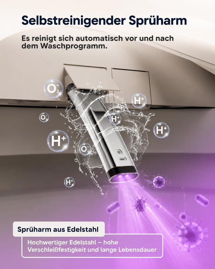 Smart Toilettensitz Bidet mit Doppel-Sprüharme, Japanische Toilette Sitz Beheizbare Klobrille, Dusch