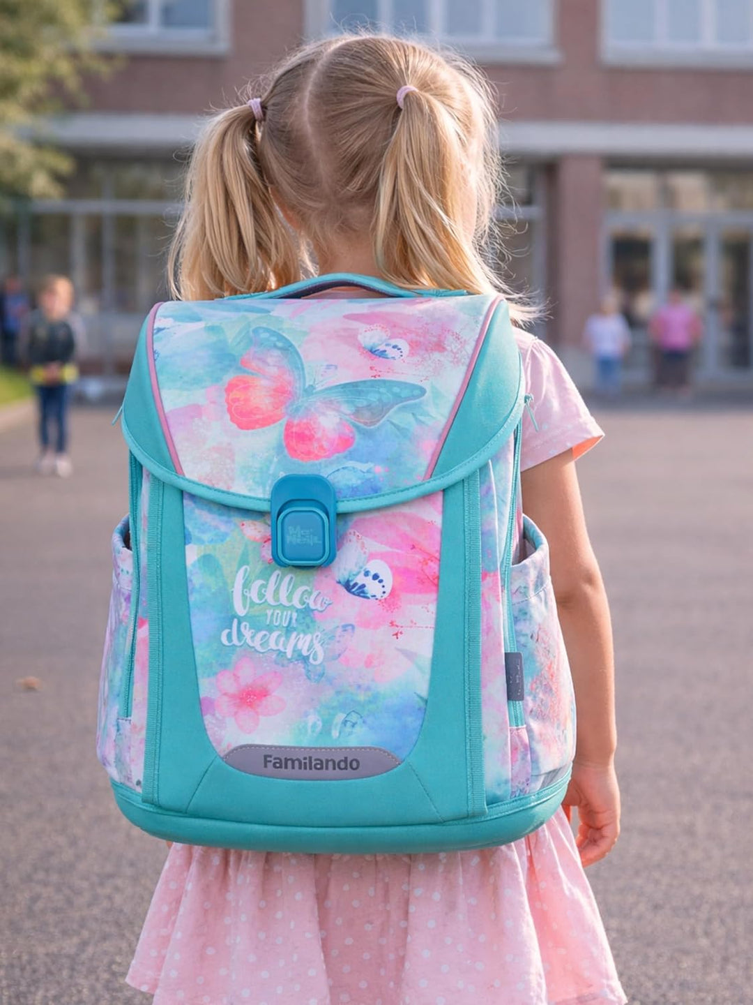 Familando - Premium Schulranzen Set - 10-teilig mit Schultüte - Butterfly (Schmetterlinge) - Ergonom
