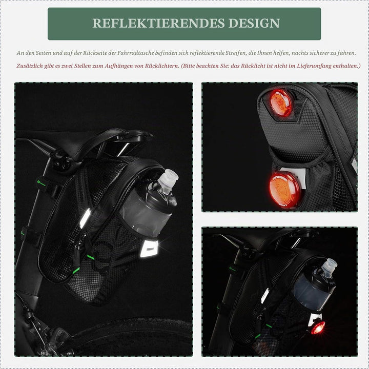 ROCKBROS Satteltasche Fahrrad wasserdichte Fahrradsatteltasche mit Flaschenhalter für MTB Rennrad Kr