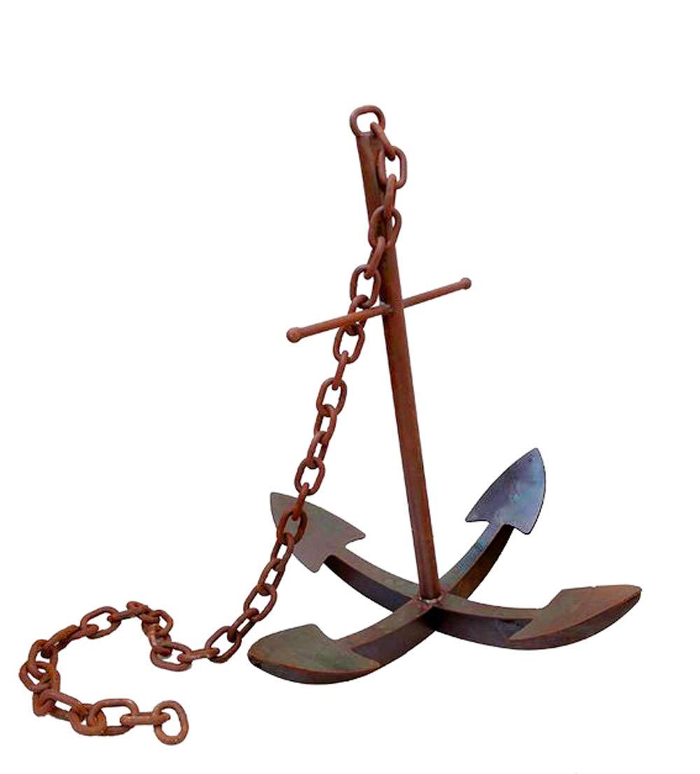 itsisa Rost Anker mit Kette, XXL Deko Anker, Rostfigur, Maritime Gartendeko, Metalldeko