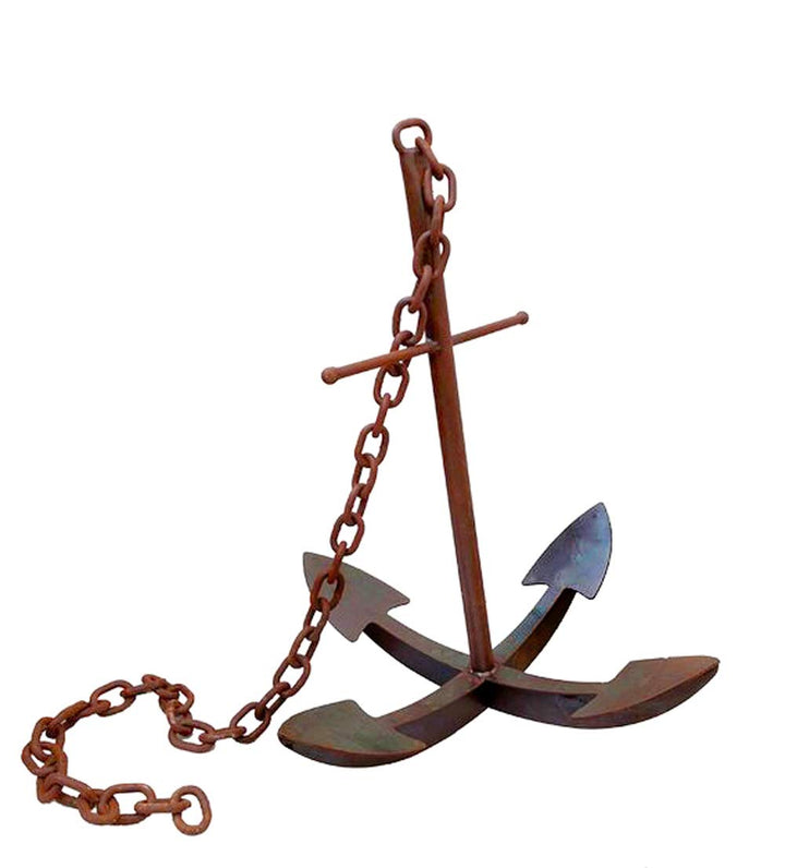 itsisa Rost Anker mit Kette, XXL Deko Anker, Rostfigur, Maritime Gartendeko, Metalldeko