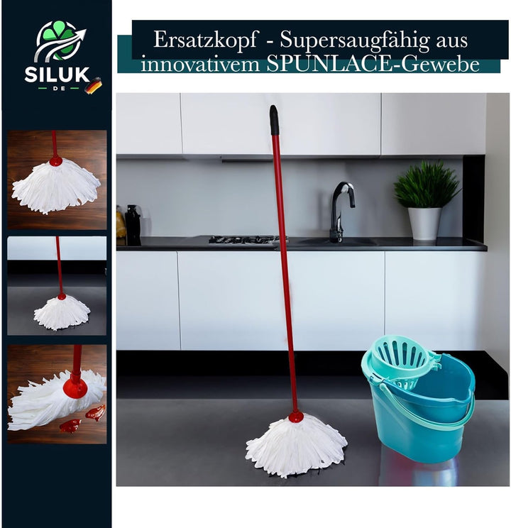 6 x Ersatzkopf für Leifheit Classic Mopp für Alle Flecken Entfernen Boden (Spunlace), Spunlace