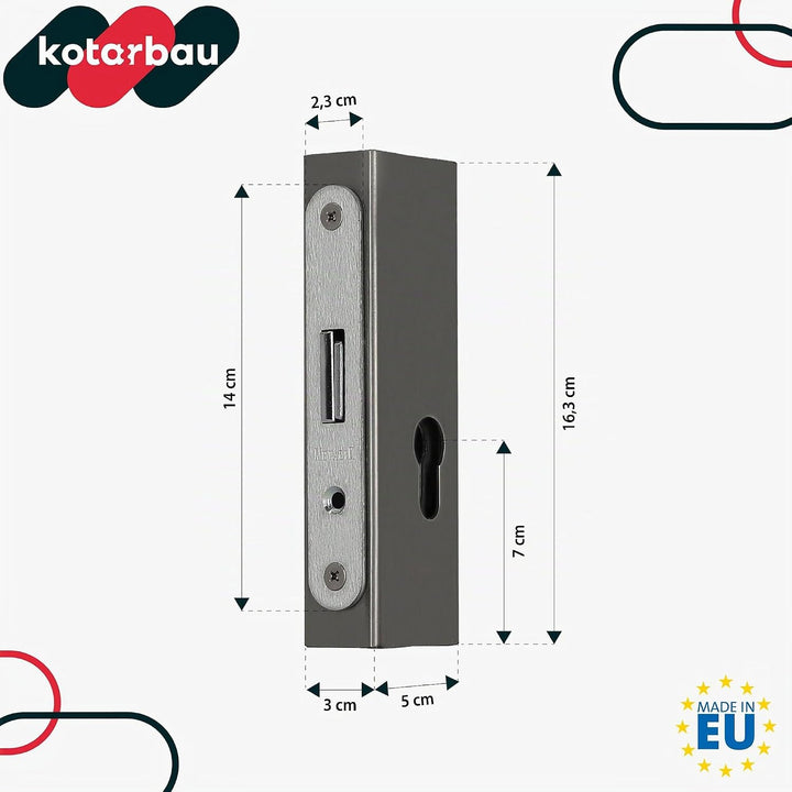 KOTARBAU Hakenschloss mit Schlosskasten 30x50x170mm für Profilzylinder für Eingangspforten
