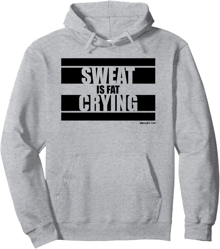 Sweat is fat crying Fitness Gym Motivation Sprüche weisses Pullover Hoodie