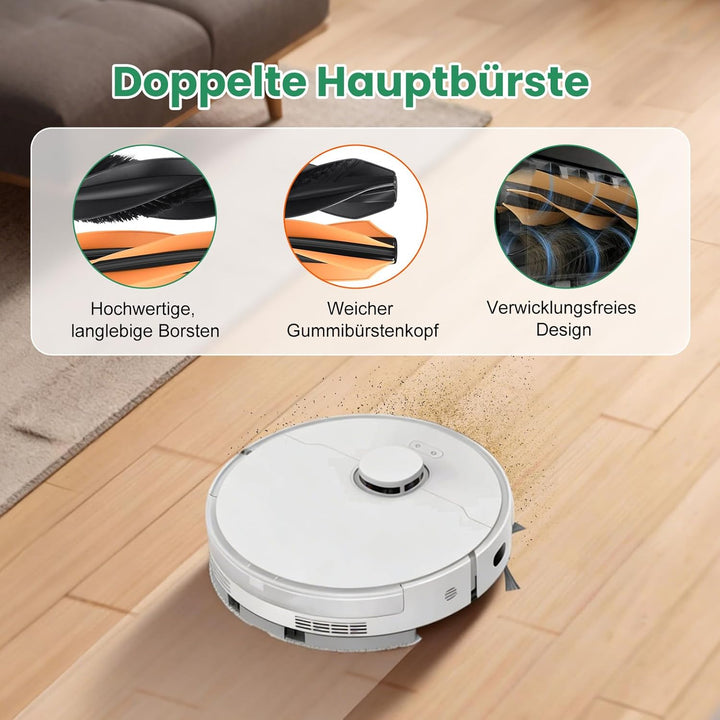 21 Stück Zubehör für Dreame D20 Pro Plus Saugroboter, 1 Paar Hauptbürste, 6 Staubbeutel, 4 Filter, 4