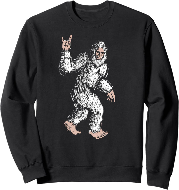 Yeti Bigfoot Rock and Roll Sasquatch Hand Symbol Believer Sweatshirt