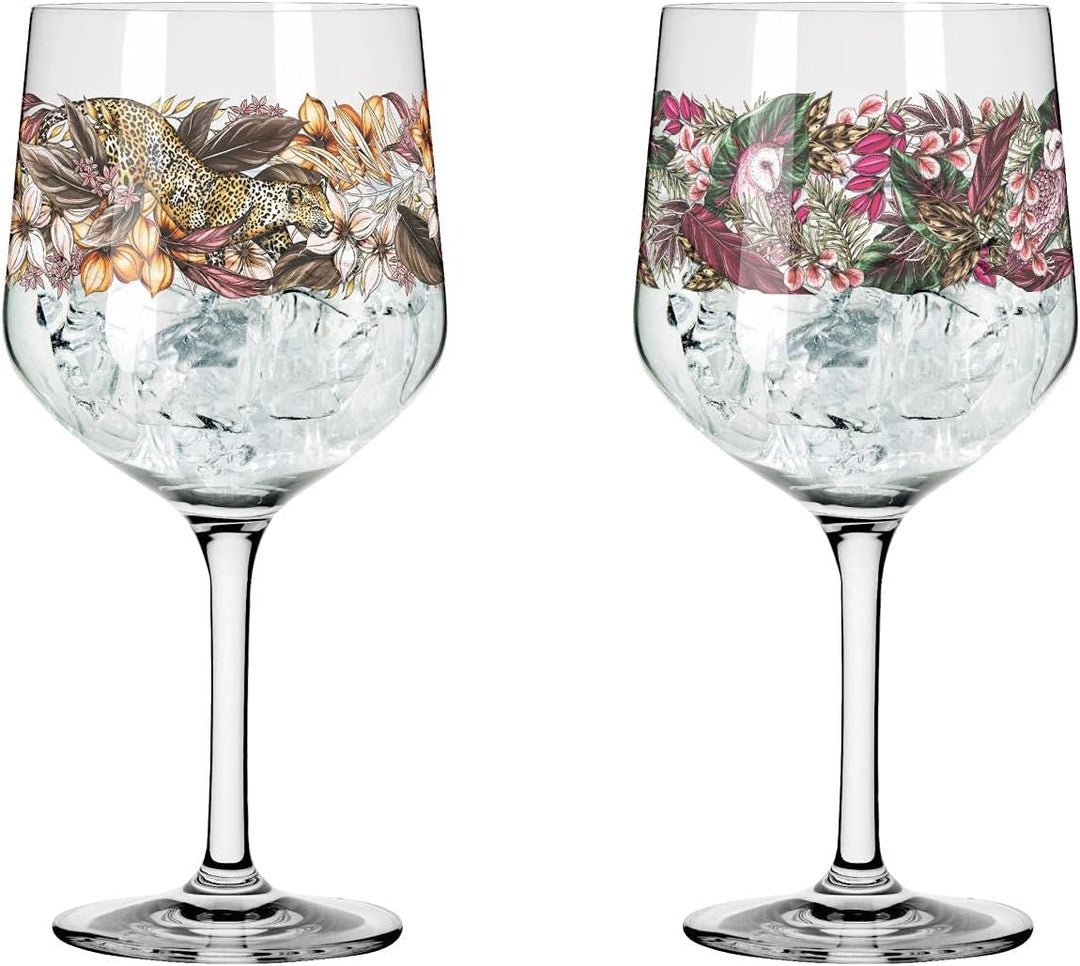 Ritzenhoff 3691002 Gin-Glas 700 ml - Serie Schattenfauna Set Nr. 2 – 2 Stück, Leopard &amp; Eule – Made
