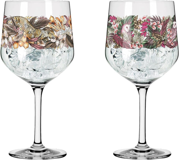 Ritzenhoff 3691002 Gin-Glas 700 ml - Serie Schattenfauna Set Nr. 2 – 2 Stück, Leopard &amp; Eule – Made