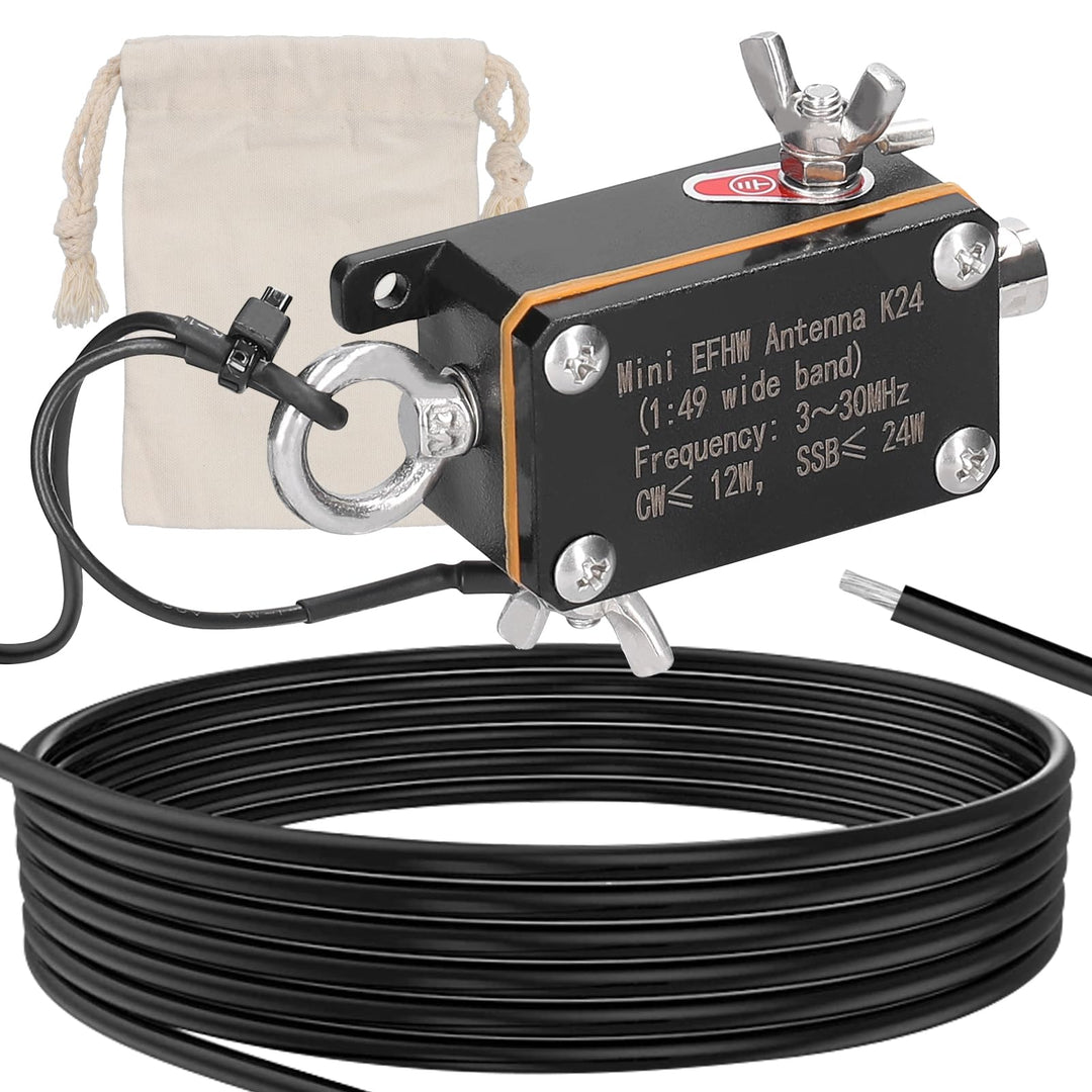 Taschen-EFHW-Antenne K24, 3-30 Frequenzband, Kurzwellenantenne, Breitband-Endspeisungs-Halbwellenant