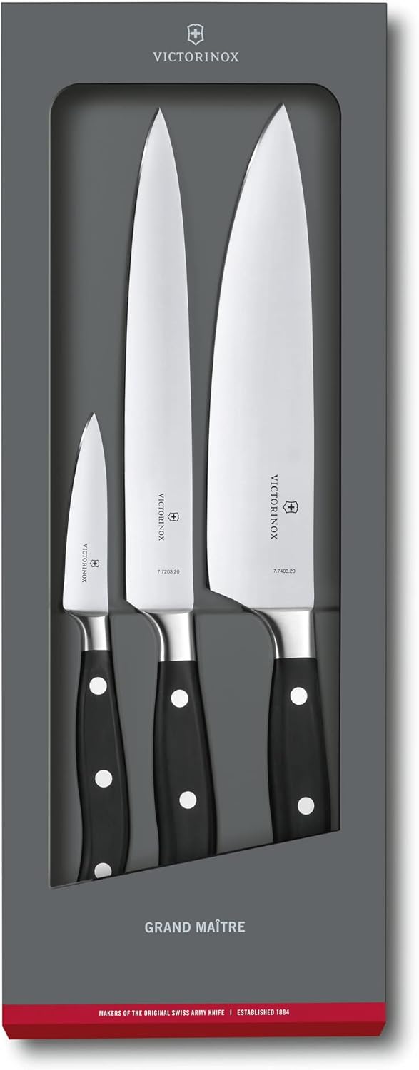Victorinox Grand Maître, Profi Koch-Set, 3-teilig, gerader Schliff, Extra Scharf, Robuster Kunststof