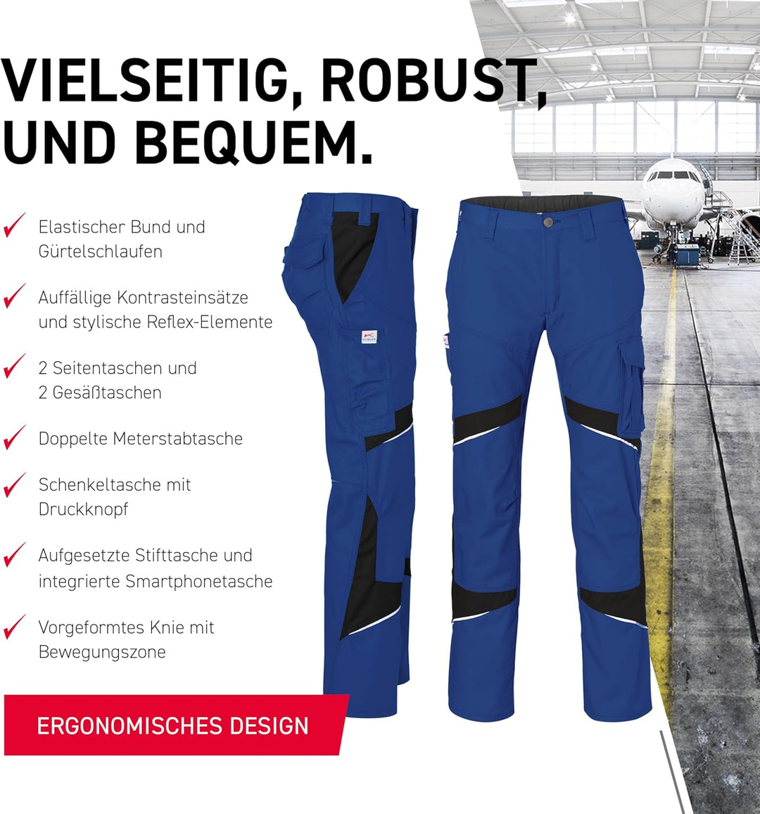 KÜBLER Workwear KÜBLER ACTIVIQ Arbeitshose blau, Grösse 46, Herren-Arbeitshose aus Mischgewebe, leic