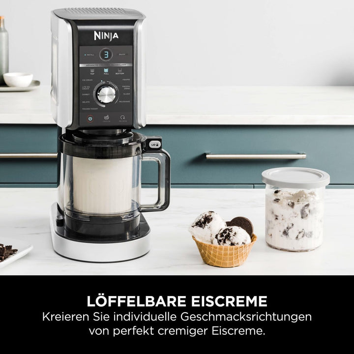 Ninja CREAMi Deluxe Eis-und Eisgetränkmaschine mit 2 Bechern, 10 Funktionen, macht Eiscreme, Gelato,