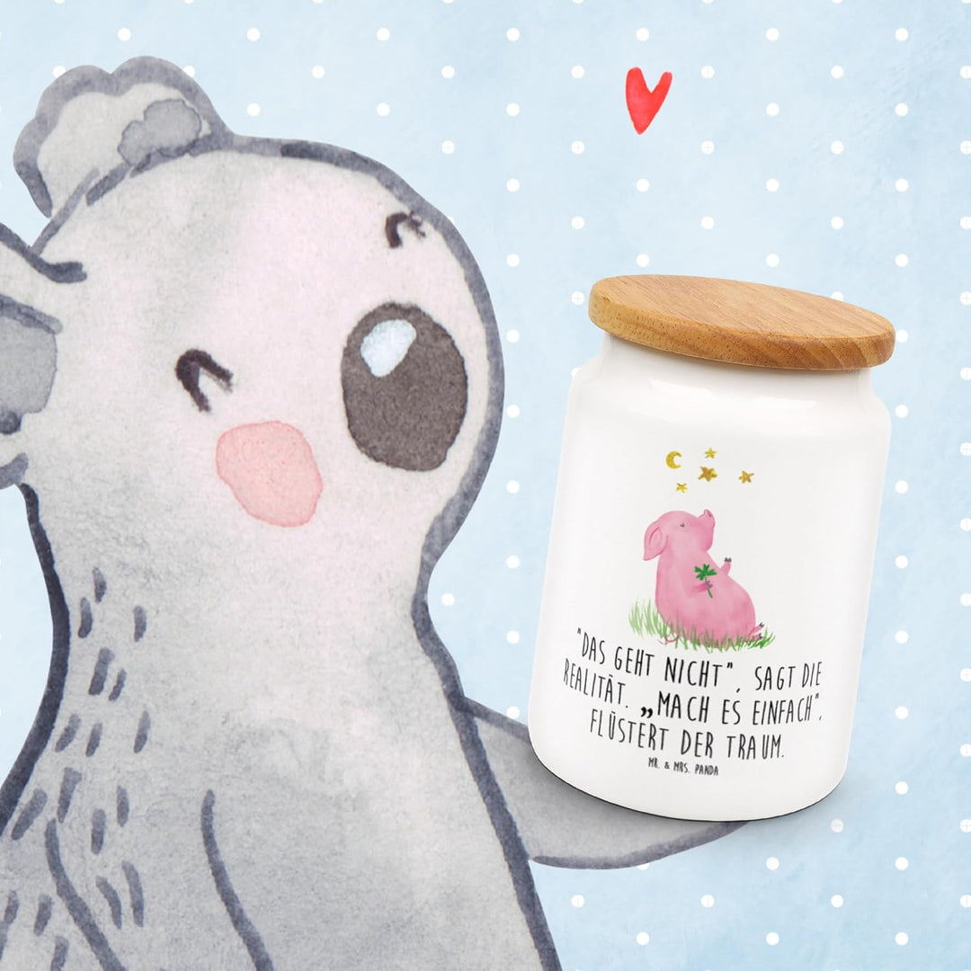 Mr. & Mrs. Panda behälter Schwein Glück - Geschenk, Lustige Sprüche, Glücksbringer, Kaffeedose, Dose