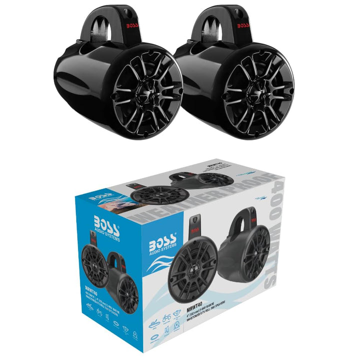 KIT-Set FÜR BOSS Audio Systems MRWT40 Schwarze 2-Wege-Marine-Waketower-Lautsprecher, UTV-Überrollbüg