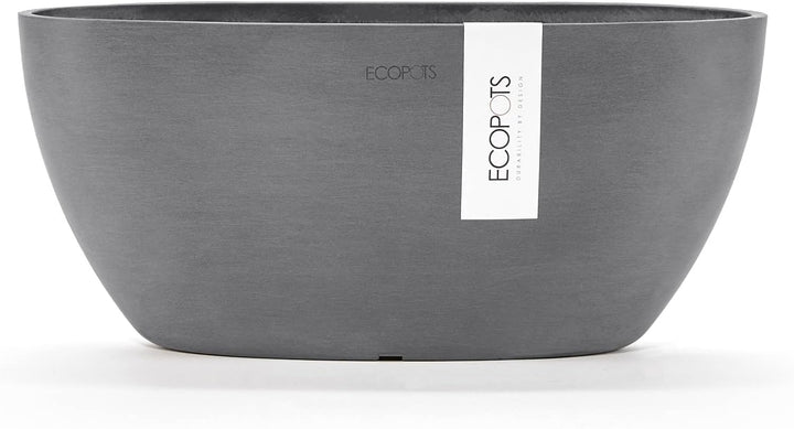 ECOPOTS Pflanzschale Sofia Grau - 30 x 13 cm oval gross - Pflanzentopf aus Recycling Kunststoff - Üb