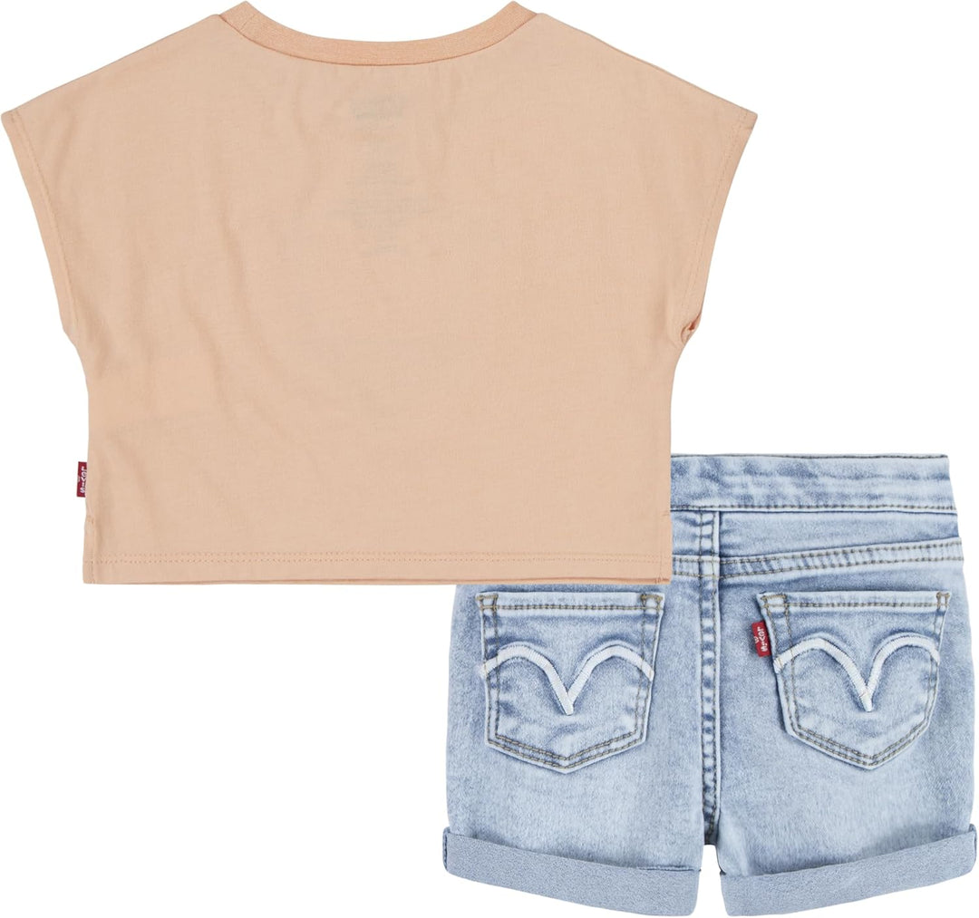 Levi's Baby-Mädchen Tee and Short Set Sgss241 Abgestimmte Outfits 12 Monate CORAL SANDS, 12 Monate C