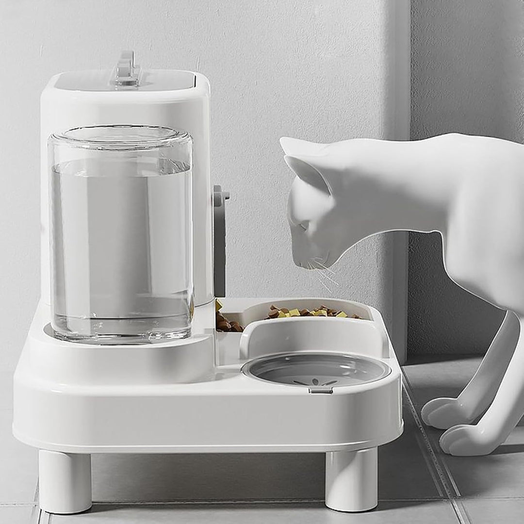 Katzenfutterstation und Wasserspender, 2-in-1-Futterspender für Katzenfutter, abnehmbare Haustier-Be