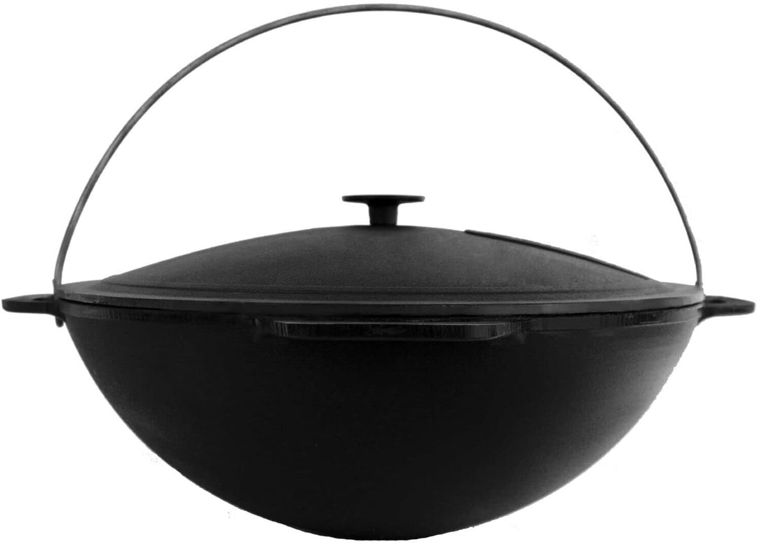 4BIG.fun Gusseisen Kazan 6 L Schwenktopf Kasan mit Deckel aus Gusseisen Wokpfanne Grill Cast Iron Ca