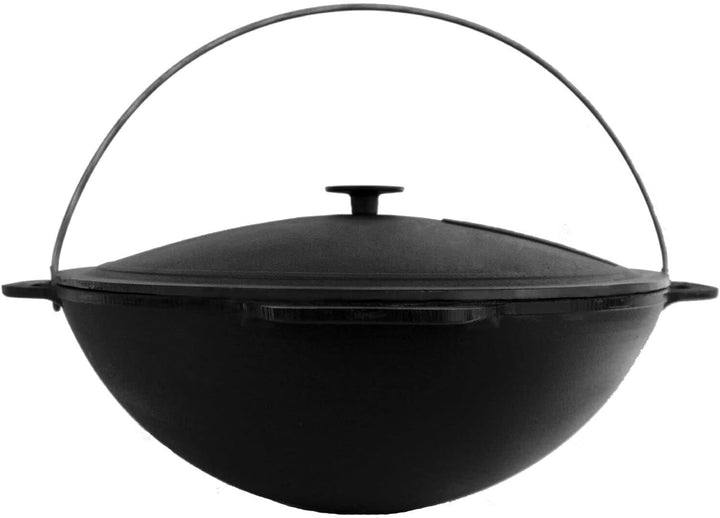 4BIG.fun Gusseisen Kazan 6 L Schwenktopf Kasan mit Deckel aus Gusseisen Wokpfanne Grill Cast Iron Ca