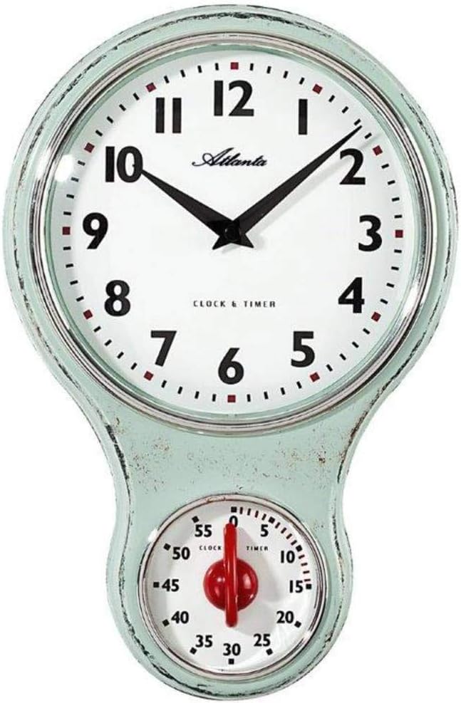 Atlanta Uhren 6124/6 Quarz Wanduhr 205 mm x 65 mm x 31 mm Hellgrün