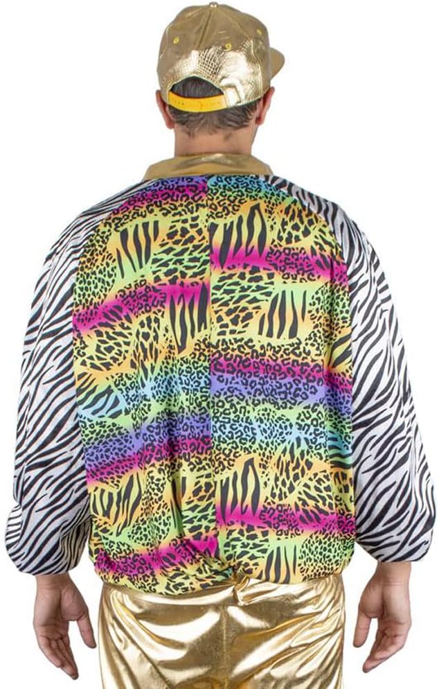 Funny Fashion Herren Kostüm 80er 90er Jahre Jacke Blouson Rapper Hip Hop Pimp bunt Karneval (48/50)