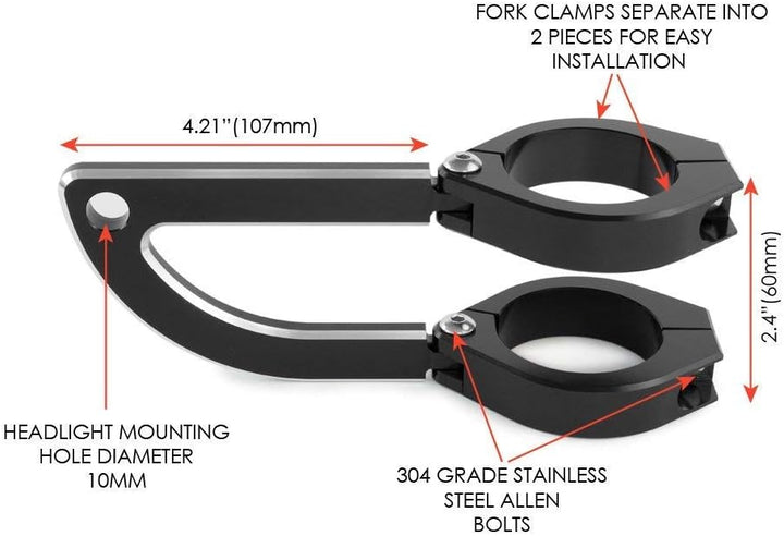 42-43mm Scheinwerfer-Halter Gabel Klemmen Für Motorrad Trike CNC Legierung