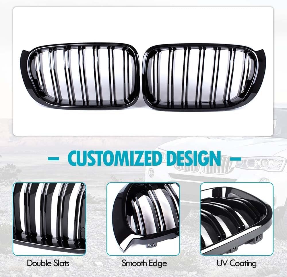 Gangying F25 Nieren Schwarz Kühlergrill für BMW X Serie X3 X4 F25 F26 Grill 2014-2018 ABS glänzend s