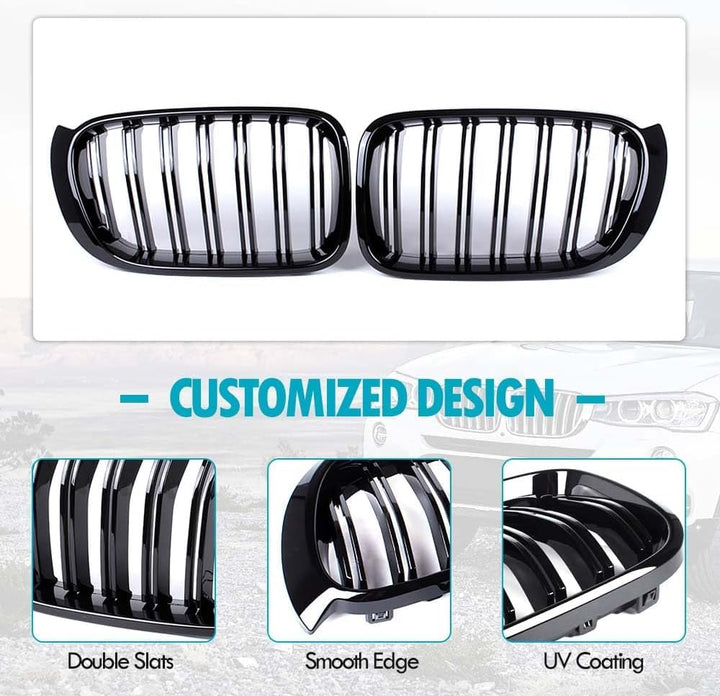 Gangying F25 Nieren Schwarz Kühlergrill für BMW X Serie X3 X4 F25 F26 Grill 2014-2018 ABS glänzend s