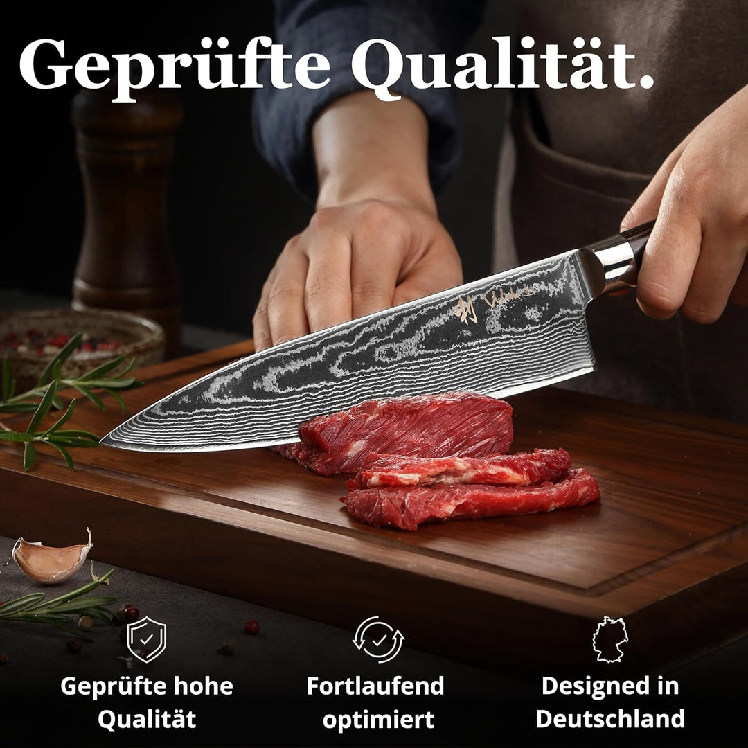 Wakoli EDIB Essentials Santoku Messer Küchenmesser Set (2-teilig) 30 & 24 cm Damastmesser aus 67 Lag