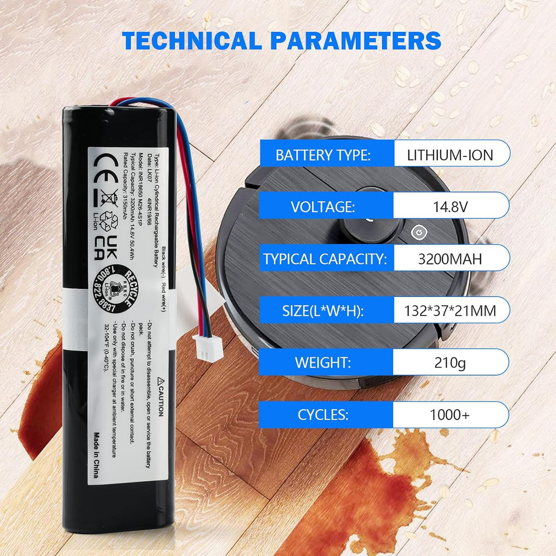 3200 mAh 14,4 V Roboter-Staubsauger-Ersatzakku für Deebot N8, N8+, N8 Pro, Deebot N5, Deebot T5 Neo/