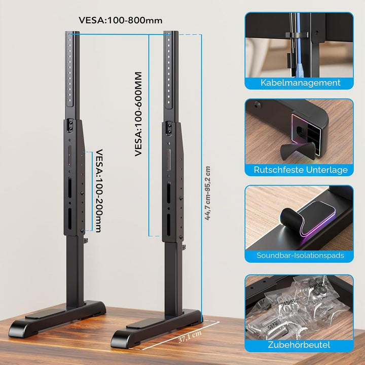 Universal-TV-Ständer, Tischplatte TV-Ständer Ersatz für die meisten 61 bis 202 cm LCD-LED-Fernseher,