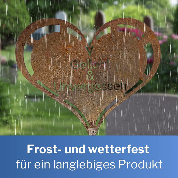 Radami Edelrost Grabherz Grabstecker Grabschmuck Gedenkstein Trauerherz Herz Spruch Stecker für Grab