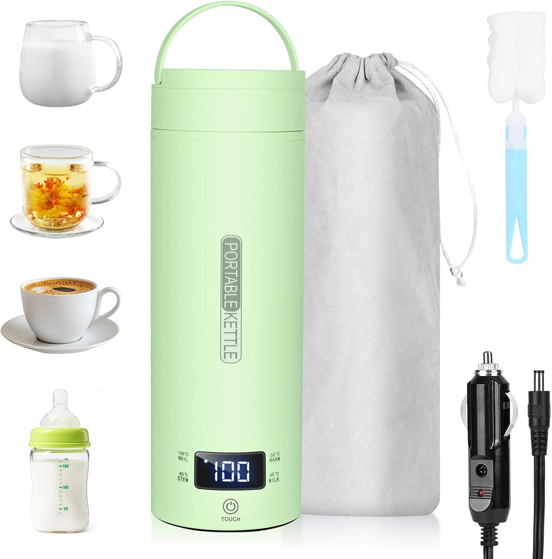 Dreamhigh® Reisewasserkocher, 450ml Mini Wasserkocher, 96W Wasserkocher Klein aus Edelstahl, Auto Wa