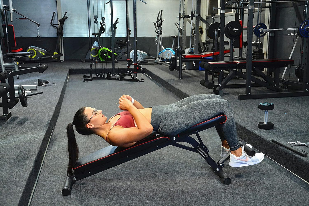 Train Hard Verstellbare Hantelbank Schrägbank mit Beinhalter für Bauchtraining, zertifizierte Premiu