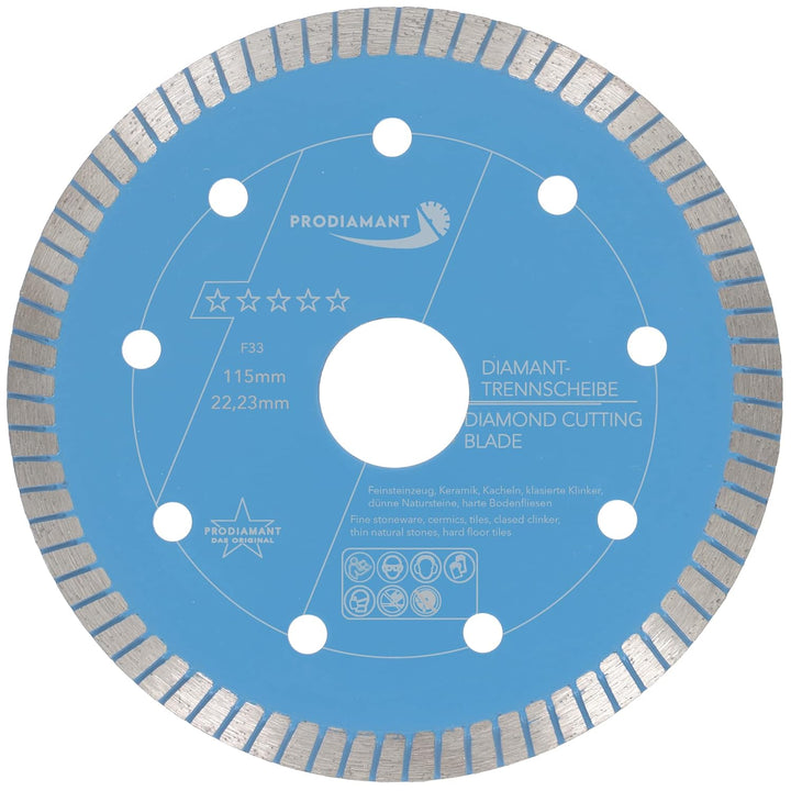PRODIAMANT F33 Profi Diamant Trennscheibe ø 115mm für Natursteine Granit und Fliesen Bohrung 22,2mm