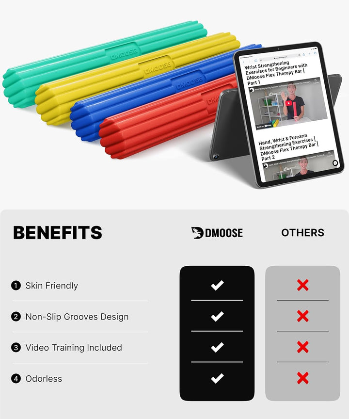 DMoose Flex Resistance Bar für Physiotherapie – Rutschfestes Geruchloses TPE-Material – Übungsstange