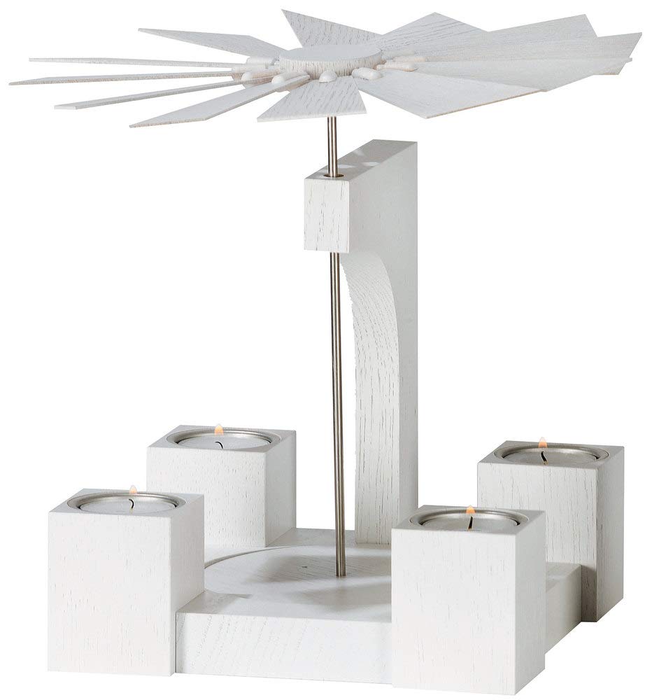 KWO Olbernhau Pyramide Eiche, weiss, 19 cm, Holz, Mehrfarbig