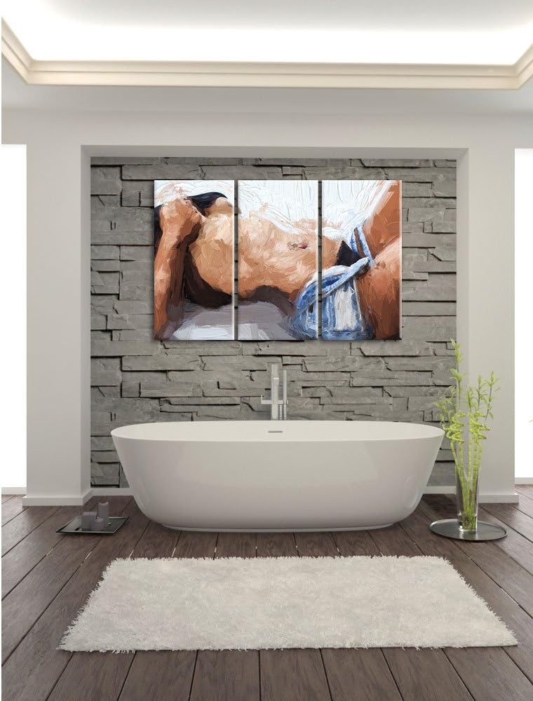Pixxprint Sexy Frau mit schönem Körper als Leinwandbild/Grösse: 3 Teilig (120x80) cm/Wandbild/Kunstd