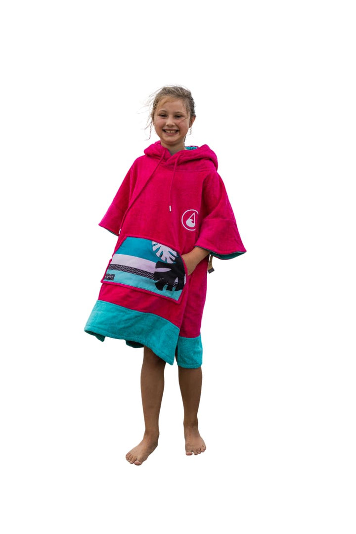 WAVE HAWAII Surfponcho für Körpergrössen von 90-120 cm Poncho ÖKO Baumwolle Umkleidehilfe für Schwim
